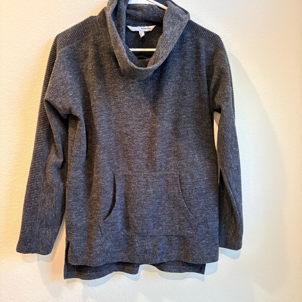 Sonoma Goods For Life Charcoal Grey Cowl Neck Tunic Sweater Small